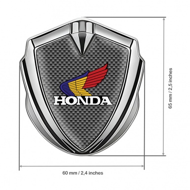 Honda Trunk Emblem Badge Silver Grey Carbon Tricolor Motif