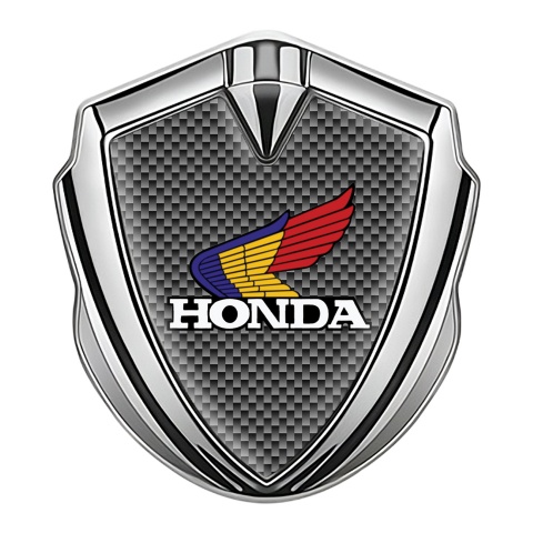 Honda Trunk Emblem Badge Silver Grey Carbon Tricolor Motif