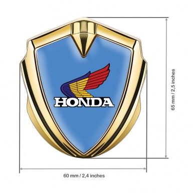 Honda Metal Emblem Self Adhesive Gold Dark Blue Color Design
