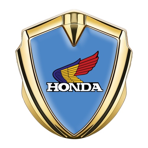 Honda Metal Emblem Self Adhesive Gold Dark Blue Color Design