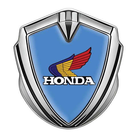 Honda Metal Emblem Self Adhesive Silver Dark Blue Color Design
