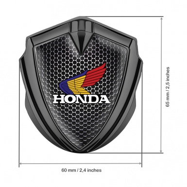 Honda 3D Car Metal Domed Emblem Graphite Steel Grate Color Logo