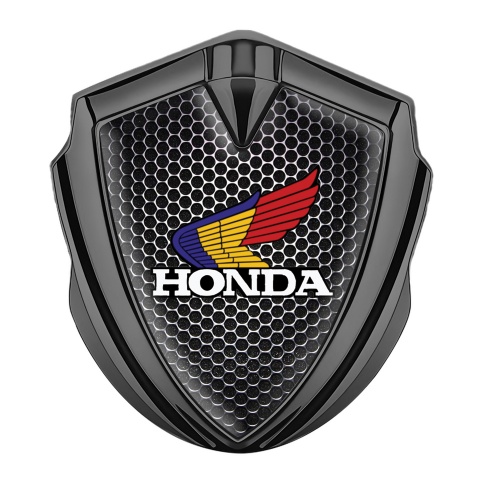 Honda 3D Car Metal Domed Emblem Graphite Steel Grate Color Logo