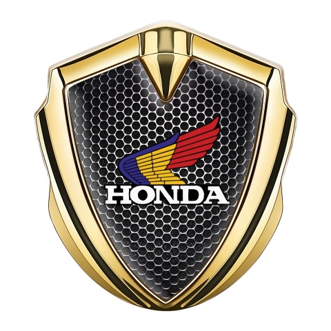 Honda 3D Car Metal Domed Emblem Gold Steel Grate Color Logo