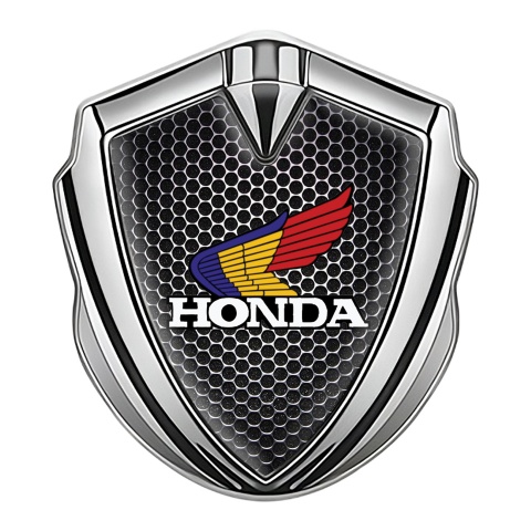 Honda 3D Car Metal Domed Emblem Silver Steel Grate Color Logo