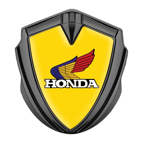 Honda Emblem Self Adhesive Graphite Yellow Base Tricolor Logo