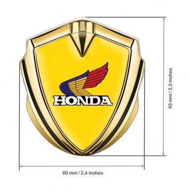 Honda Emblem Self Adhesive Gold Yellow Base Tricolor Logo