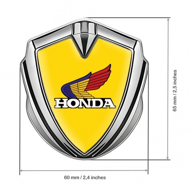 Honda Emblem Self Adhesive Silver Yellow Base Tricolor Logo