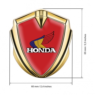 Honda Emblem Badge Self Adhesive Gold Red Base Tricolor Logo