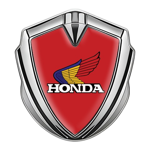 Honda Emblem Badge Self Adhesive Silver Red Base Tricolor Logo