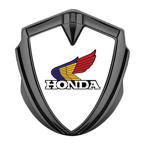 Honda Emblem Fender Badge Graphite White Base Tricolor Motif
