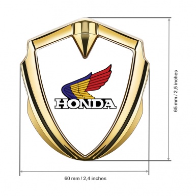 Honda Emblem Fender Badge Gold White Base Tricolor Motif