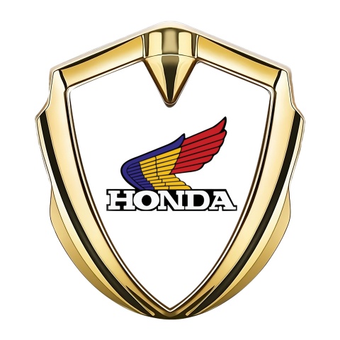 Honda Emblem Fender Badge Gold White Base Tricolor Motif