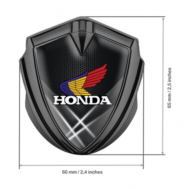Honda Fender Emblem Metal Graphite Honeycomb Tricolor Design