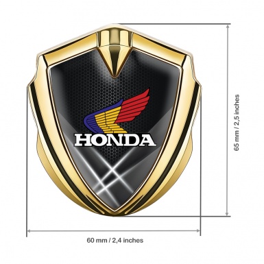 Honda Fender Emblem Metal Gold Honeycomb Tricolor Design