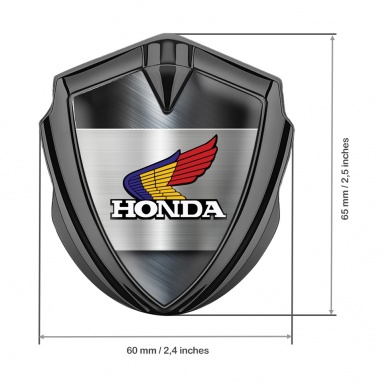 Honda Bodyside Emblem Badge Graphite Brushed Steel Tricolor Edition