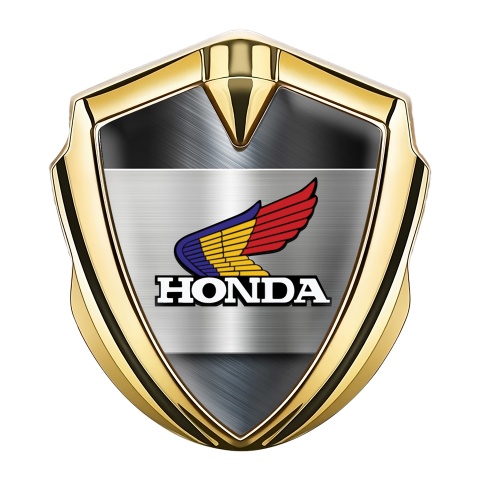 Honda Bodyside Emblem Badge Gold Brushed Steel Tricolor Edition