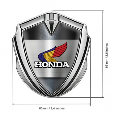 Honda Bodyside Emblem Badge Silver Brushed Steel Tricolor Edition