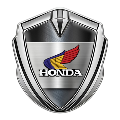 Honda Bodyside Emblem Badge Silver Brushed Steel Tricolor Edition