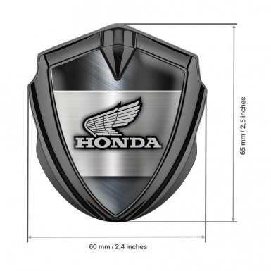 Honda Trunk Emblem Badge Graphite Steel Plate Greyscale Edition