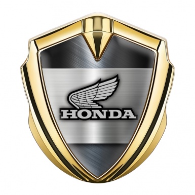 Honda Trunk Emblem Badge Gold Steel Plate Greyscale Edition