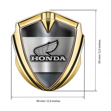 Honda Trunk Emblem Badge Gold Steel Plate Greyscale Edition