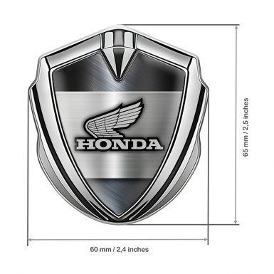 Honda Trunk Emblem Badge Silver Steel Plate Greyscale Edition