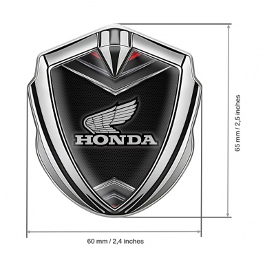 Honda Metal Emblem Self Adhesive Silver Dark Mesh Chrome Elements