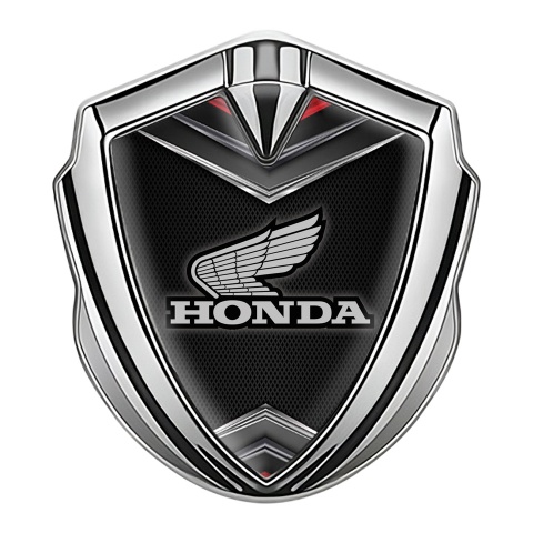 Honda Metal Emblem Self Adhesive Silver Dark Mesh Chrome Elements