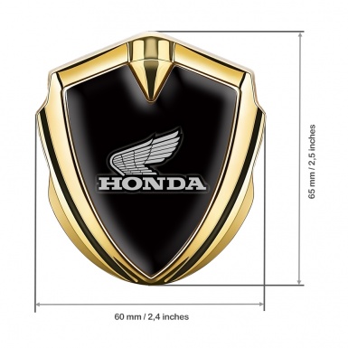 Honda 3D Car Metal Domed Emblem Gold Black Greyscale Edition