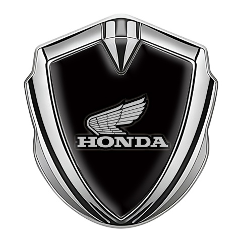 Honda 3D Car Metal Domed Emblem Silver Black Greyscale Edition