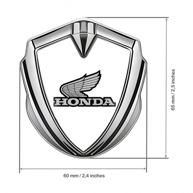 Honda Bodyside Emblem Self Adhesive Silver White Grey Logo Design