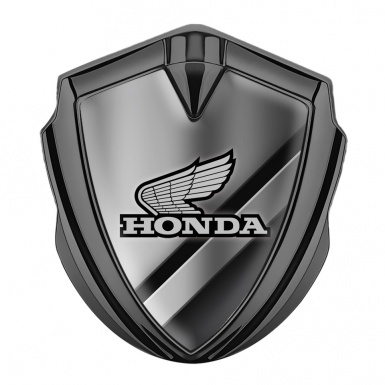 Honda Emblem Self Adhesive Graphite Steel Matte Plates Grey Logo