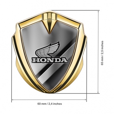 Honda Emblem Self Adhesive Gold Steel Matte Plates Grey Logo