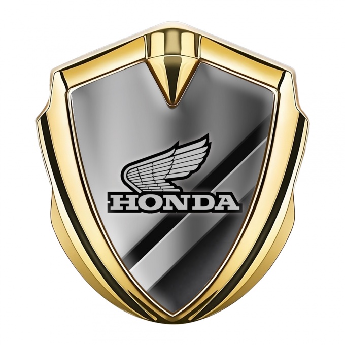 Honda Emblem Self Adhesive Gold Steel Matte Plates Grey Logo