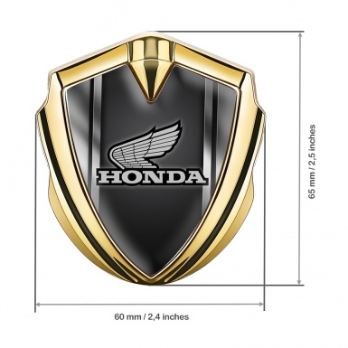 Honda Emblem Badge Self Adhesive Gold Side Frame Grey Logo
