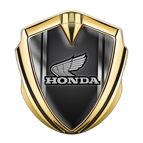 Honda Emblem Badge Self Adhesive Gold Side Frame Grey Logo