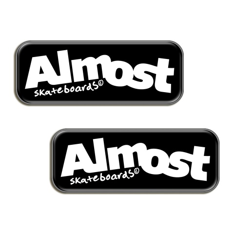 Almost Silicone 3D Stickers Black and White Logo 2 pcs