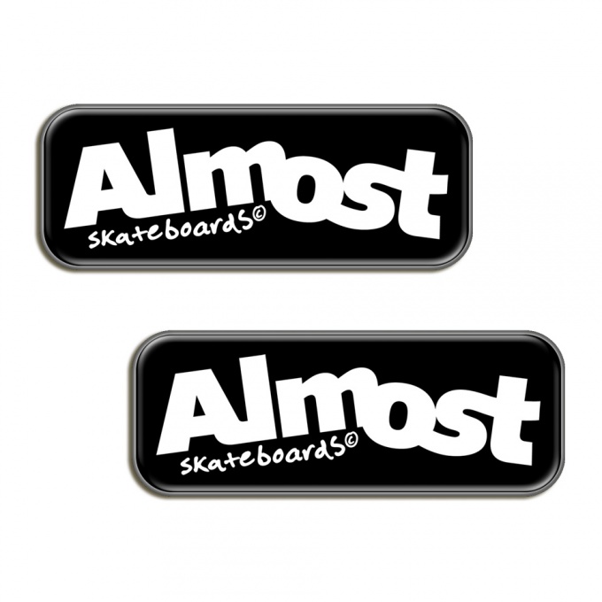 Almost Silicone 3D Stickers Black and White Logo 2 pcs