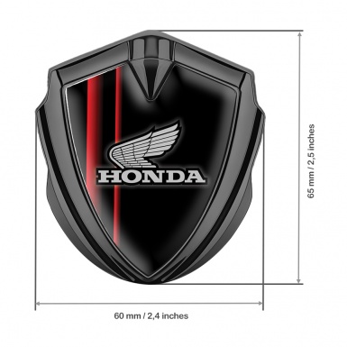 Honda Emblem Fender Badge Graphite Black Base Crimson Stripes Design