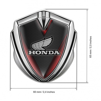 Honda Fender Emblem Metal Silver Dark Mesh Crimson Elements