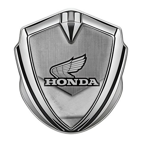 Honda Emblem Trunk Badge Silver Stone Slab Monochrome Design