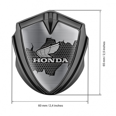 Honda Bodyside Emblem Badge Graphite Torn Metal Sheet Grey Logo