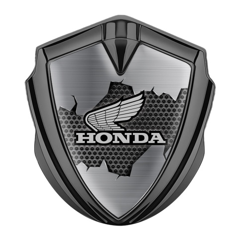 Honda Bodyside Emblem Badge Graphite Torn Metal Sheet Grey Logo