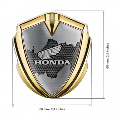 Honda Bodyside Emblem Badge Gold Torn Metal Sheet Grey Logo