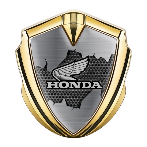 Honda Bodyside Emblem Badge Gold Torn Metal Sheet Grey Logo