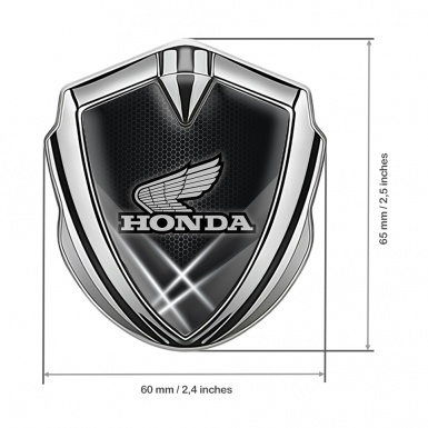 Honda Trunk Emblem Badge Silver Light Hex Monochrome Edition