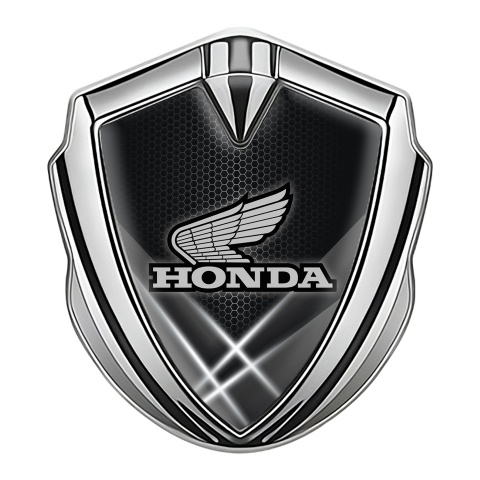 Honda Trunk Emblem Badge Silver Light Hex Monochrome Edition