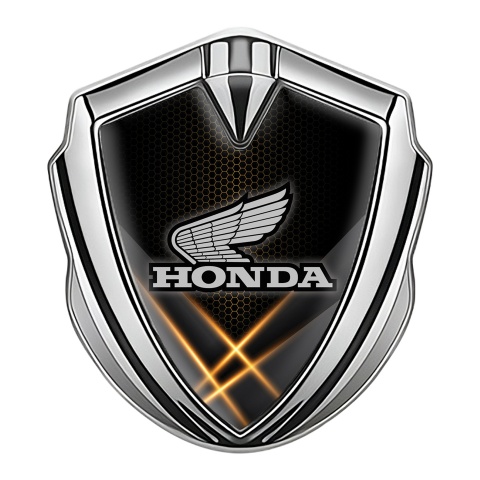 Honda Bodyside Domed Emblem Silver Orange Hex Light Beams Motif