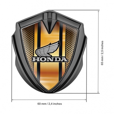Honda Bodyside Emblem Self Adhesive Graphite Orange Mesh Grey Logo